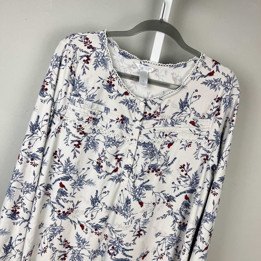 Adonna Sleepwear Nightgown Womens S Cardinal Bird Floral Winter Print Soft
